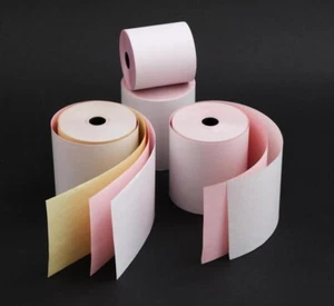 76mm x 76mm 76x76mm 3 Ply Paper Till Printer Receipt Rolls White/Pink/Yellow - Picture 1 of 1