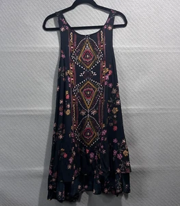 Intimately Free People Dress Women Large Black Annka Boarder Oversized Bohemian - Picture 1 of 13