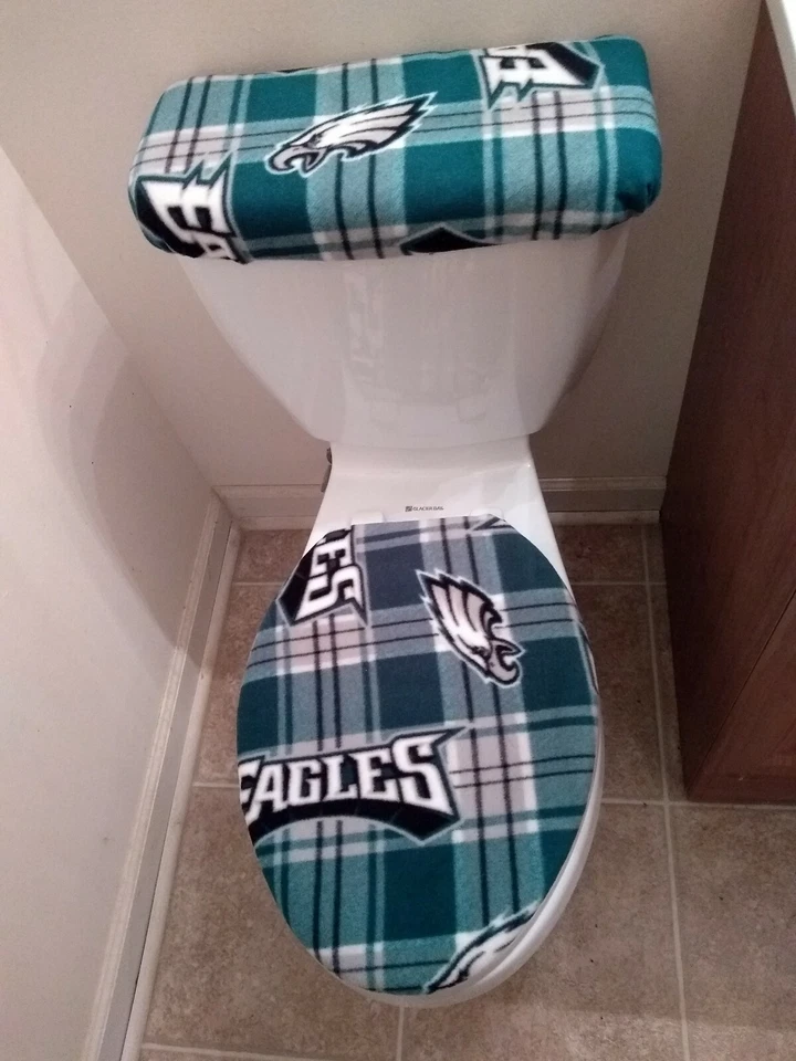 Philadelphia Eagles (a cuadros) juego de tapa de inodoro polar y tapa sin mangas.  Foto 1 de 1