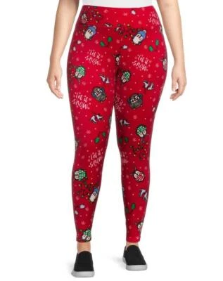 NEW NWT Christmas Penguin Print Sz Jr Small 3 / 5 Soft Stretchy Velour Leggings - Image 1 of 3