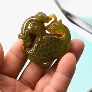 colección de colgantes tortuga dragón tallados a mano de jade natural chino antiguo - Imagen 1 de 6
