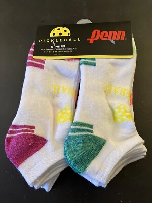 New Penn Women’s I ❤️ PickleBall No Show Cushion Socks 6 Pair! Asstd Colors - Image 1 of 4