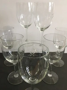 Mid Century Starburst Etched Wine Glasses Set of 7 - Picture 1 of 5
