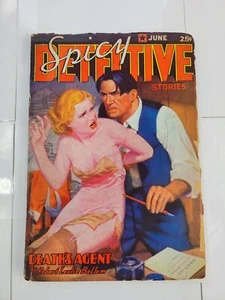 Revista Spicy Detective Pulp junio 1937 "Death's Agent" GGA cubierta amenaza - Imagen 1 de 9