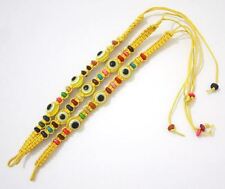 3 LUCKY EYE Ethnic Pearl Charm YELLOW Cord Bracelet for Fashion Success