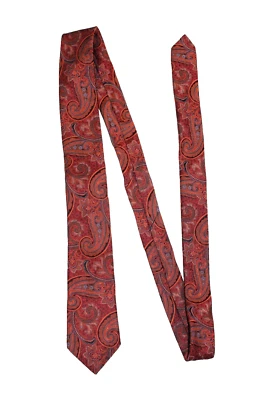 Corbata Ted Baker Naranja y Rojo Multicolor Paisley Seda Hecha en EE. UU. 56" x 2 3/4" Foto 1 de 4