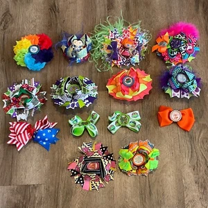 Hair Bow Lot Ribbon Boutique Hair Clips Cheer Pageant Characters TMNT Super Hero - Picture 1 of 10