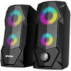 SPKPAL Computer Speakers RGB Gaming Speakers for PC 2.0 Wired USB Powered Ste...