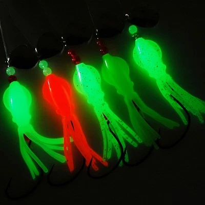BEST GLOW PACK FLUKE FLOUNDER B2 SQUID FISHING RIGS LURES GAMAKATSU (FREE LURES)