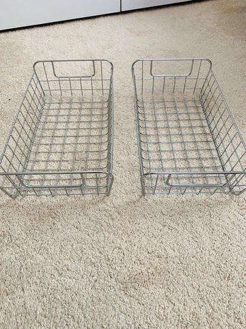 Set Of 2 Metal Baskets Storage Pantry Closet Cover