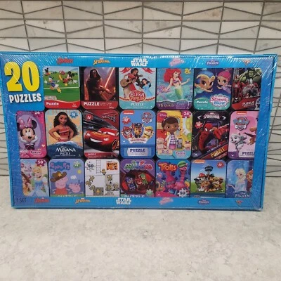 Disney Marvel Nickelodeon Puzzles - 20 Puzzle Pack In Metal Tins - Image 1 of 4
