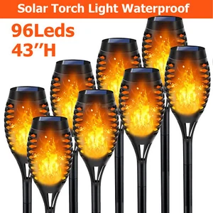 8x Solar Lights Outdoor with Flickering Flame 96LED Solar Torch Lamps for Garden - Picture 1 of 15
