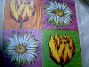 S26 SERVIETTENTECHNIK 1 Stk Serviette 4x BLUMENMOTIVE Anleitung im Text Malkunst - Bild 1 von 3
