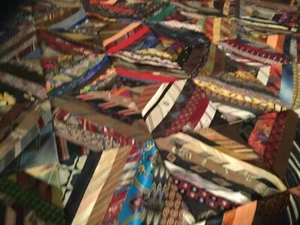 King Size Necktie Strip Quilt - Picture 1 of 7