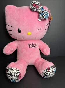 Hello Kitty Build A Bear Sanrio Pink Winking Leopard Paw Bow Plush 18" 2012 Tags - Picture 1 of 10