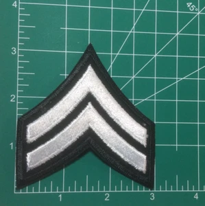 (2) Corporal Chevron Patch 3" size - 2 stripes - White on Black - Picture 1 of 4
