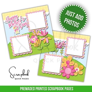 Mother's Day Scrapbook Mom Pink Yellow PRINTED Premade Scrapbook Quick Pages 53 - Picture 1 of 2