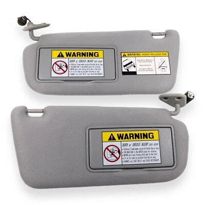 2001-2004 Hyundai Santa Fe Driver & Passenger Side Sun Visor Pair Gray Lighted - Image 1 of 4