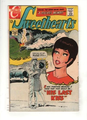 SWEETHEARTS #104 VF-, air crash cover & story,  "His Last Kiss", Charlton 1969 - Image 1 of 2