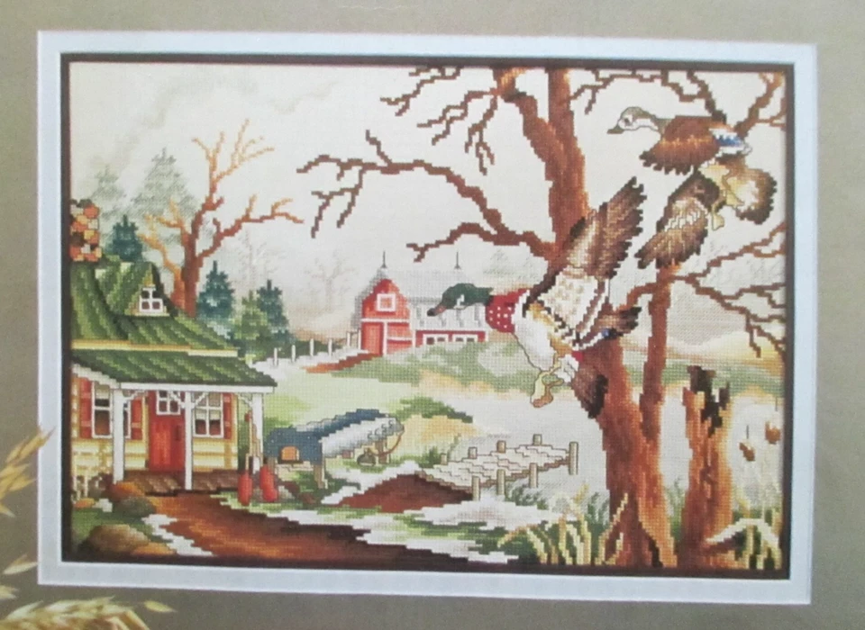 Spring Thaw - Magazine Cross Stitch Pattern - Barn Ducks Lake Cabin - Image 1 of 1