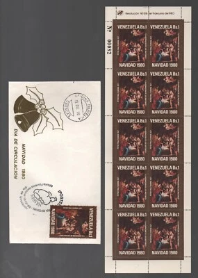Venezuela: 1980; Scott 1242 in sheet of 10 + F.D.C, Christmas. EBV1576 - Image 1 of 2