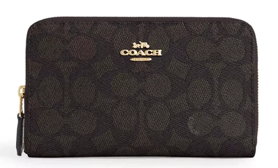 ❤️Coach Medium Id Zip Wallet - CW781 Walnut Bold Red Signature Canvas - NWT - Image 1 of 4