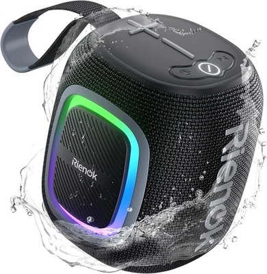 RIENOK Bluetooth Lautsprecher Klein mit Licht FM Radio Bluetooth 5.3 Musikbox