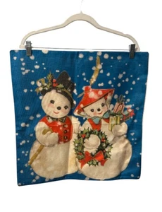 Christmas Pillow COVER 19.5 x 19.5 Vintage Style Snowman NWOT Holidays (1158) - Picture 1 of 5