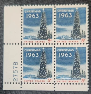 US Scott 1240 - Christmas - MNH - 1963 Issue - Plate Block of 4 - Picture 1 of 1