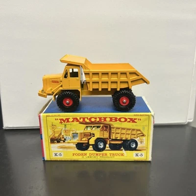 Matchbox K-5A Foden Tipper Truck yellow RED plastic wheels near mint / boxed - Image 1 of 4