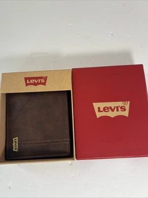 Levi's Men's Coated Leather Brown Bifold Wallet 31LP220116 RFID Protection - Image 1 of 4