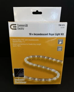 Kit luci corda incandescenza elettrica commerciale 18 piedi trasparente interno/esterno - Foto 1 di 3