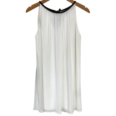 Alice + Olivia White Chiffon Leather Trim Shift Mini Dress Size XS - Image 1 of 4