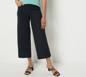 Isaac Mizrahi Live! Women's Pants Sz 6 Regular Stretch Crop Wide Black A485794 - Imagen 1 de 4