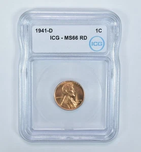 1941-D Lincoln Wheat Cent MS66 RD ICG *3954 - Picture 1 of 5