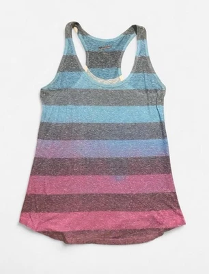 Женская майка Arizona 2000-е сине-розовая в полоску с омбре размер Small без рукавов - Изображение 1 из 2