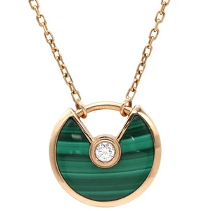Cartier Necklace Amulet Do XS 18K Pink Gold diamond Malachite Green x Pink - Picture 1 of 6