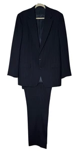 Vtg Hickey-Freeman 44L 40x32 Blue Pinstripe USA Made Mens Jacket Pants Suit - Picture 1 of 11