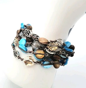 Pulsera Brighton Riviera Marrón Turquesa Cuentas En Capas 8" Ajustable - Imagen 1 de 15