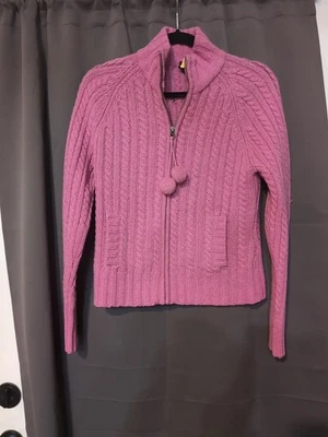 Suéter Gap Pequeño Rosa Lana de Cordero, Pescador Tejido con Cable, Cárdigan Vintage Y2K Foto 1 de 4