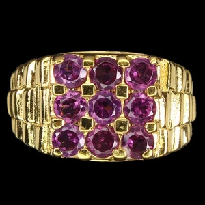925 Sterling Silver Ring Round Rhodolite Garnet 3mm Gemstone Jewelry Size 7.5 - Imagen 1 de 14