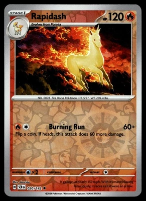 RAPIDASH 20/142 UNCOMMON STELLAR CROWN POKEMON - Image 1 of 4