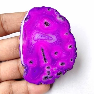 Purple Agate Slice Druzy Geode Cabochon Loose Natural Gemstone 68x50 mm SD-309 - Image 1 of 4
