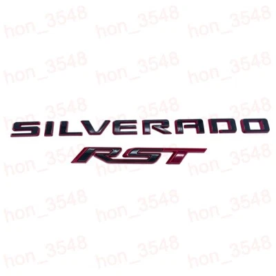 Se adapta a Silverado 2019-2024 emblema trasero negro brillante rojo insignia letra RST Foto 1 de 2