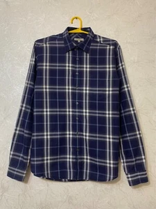 Burberry Men's Blue Checked Shirt Button Up Size L - Picture 1 of 13