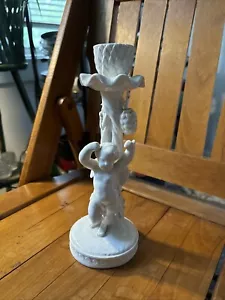 LOVELY SPODE COPELAND PARIAN WARE CANDLE HOLDER W/PUTTI & BERRIES1 - Picture 1 of 11