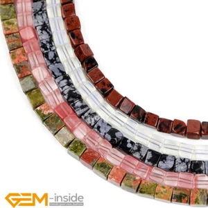 4mm Natural Square Cubic Gemstones Loose Spacer Beads for Jewelry Making 15" AU - Picture 1 of 39