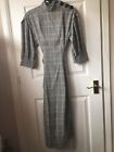 Bnwt Zara Check Midi Dress With Side Slits And Pleated Puff Sleeves Size Xs