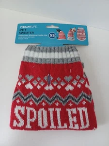 Vibrant Life Christmas Holiday Red Spoiled Fair Isle Dog Sweater Size XS - Picture 1 of 3