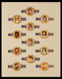 49/ER NETHERLANDS-24 Vitolas 24 Cigars Band-Marca AGIO, PAINTERS (blue series) - Imagen 1 de 2